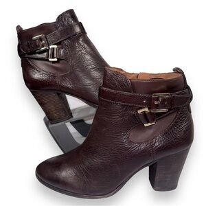Louise Et Cie Lo- Vianne Buckle Ankle Booties Brown Leather Women's Size 6.5